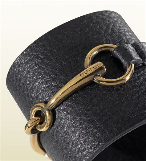 gucci black leather bracelet with horsebit|gucci horsebit necklace jewelry.